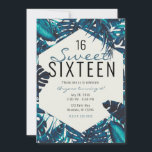 Aquamarine tropische Palmen Blätter Sommer süß 16 Einladung<br><div class="desc">für jedes Ereignis anpassen</div>