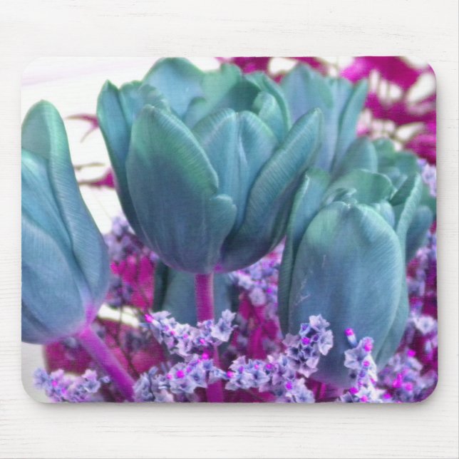 Aquamarine Tulips Mousepad (Vorne)