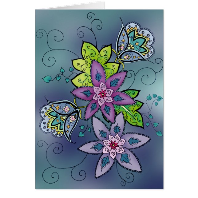 Aquamarine Tulpe-Karte (freier Raum) (Vorne)