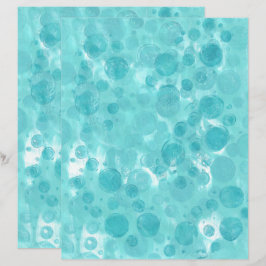 Aquamarine türkisfarbene Blasen auf weißem Scrapbo