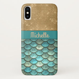 Aquamarine türkisfarbene Meerjungenskala Name de Case-Mate iPhone Hülle