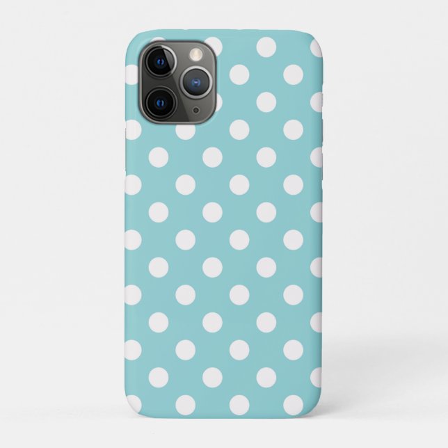 Aquamarine Türkisgrün & Weiß Polka Dots Dot Case-Mate iPhone Hülle (Rückseite)