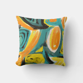 Aquamarine u. orange abstrakte moderne kissen