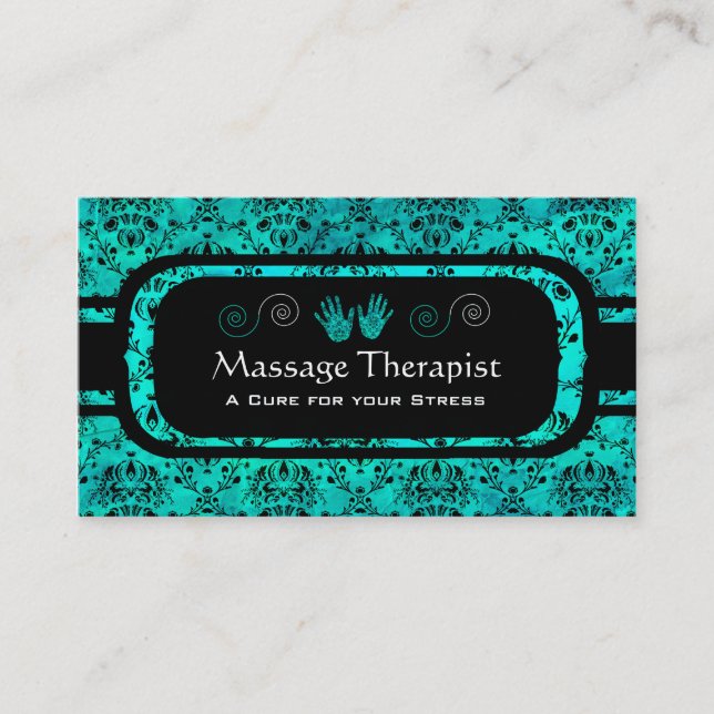 Aquamarine u. Schwarzes Visitenkarte (Vorderseite)