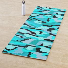 Aquamarine und Abstrakte Schwarzweißdrucke Yogamatte