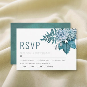 Aquamarine und aquablaue Blumen Blumen Sommerhochz RSVP Karte