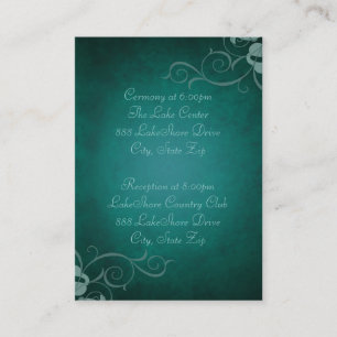 Aquamarine und Aquamarine Scroll Guest Info Busine Begleitkarte