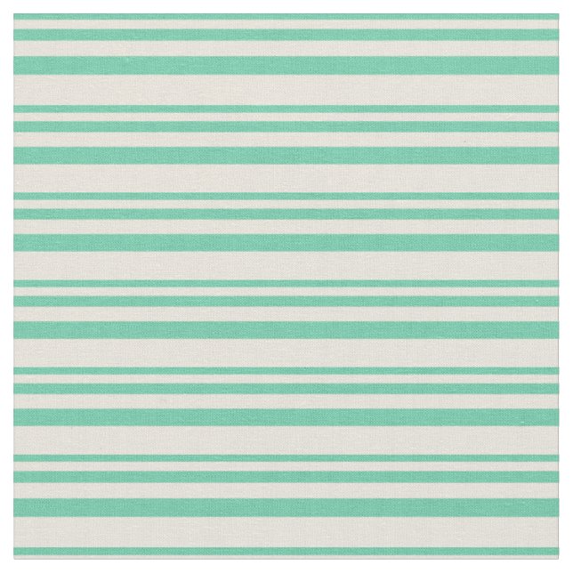 Aquamarine und Beige Farbstreifen Stoff (Nahaufnahme)