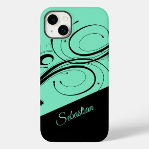 Aquamarine und Black Scroll Accent Personal Case-Mate iPhone 14 Plus Hülle