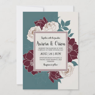 aquamarine und burgundische Einladungen
