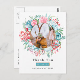 Aquamarine und Coral Summer Beach Hochzeit Postkar Postkarte