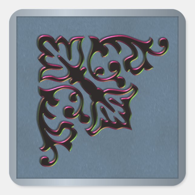 Aquamarine und Crimson Metallic Wedding Quadratischer Aufkleber (Vorderseite)