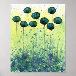Aquamarine und gelbe Blume, moderne Wand Poster