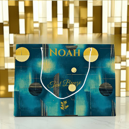 Aquamarine und gelbe Breeze Geometrie Big Gift Bag Große Geschenktüte