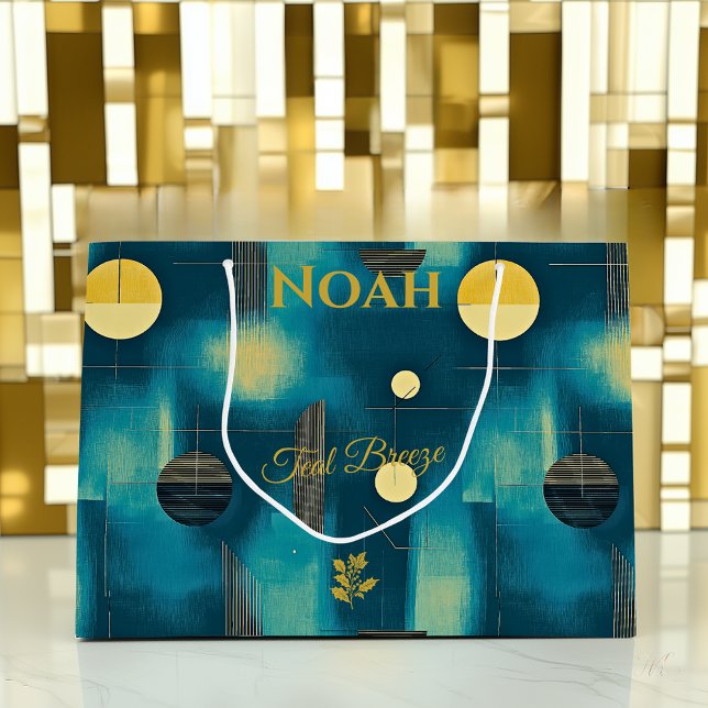 Aquamarine und gelbe Breeze Geometrie Big Gift Bag Große Geschenktüte (Von Creator hochgeladen)