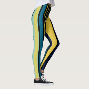 Aquamarine und gelbe Streifen Leggings