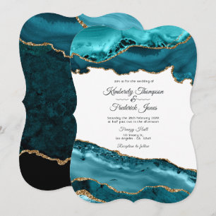 Aquamarine und Gold Agate Hochzeit Einladung