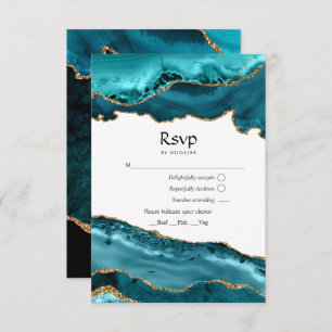 Aquamarine und Gold Agate Hochzeit RSVP Karte