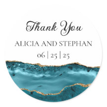 Aquamarine und Gold-Agate-Hochzeitsticker