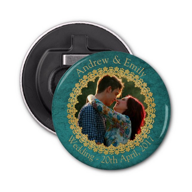 Aquamarine und Gold Flaschenöffner (Vorderseite)