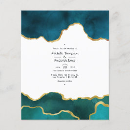 Aquamarine und Gold Geode Agate Stone Wedding Flyer