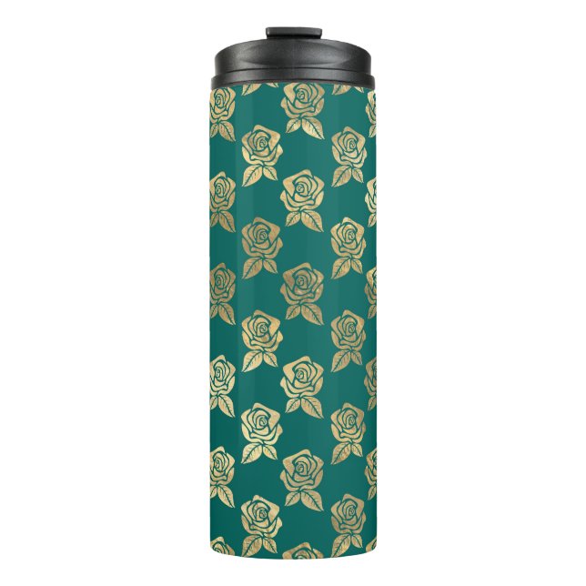 Aquamarine und Gold-Rose Thermosbecher (Vorderseite)