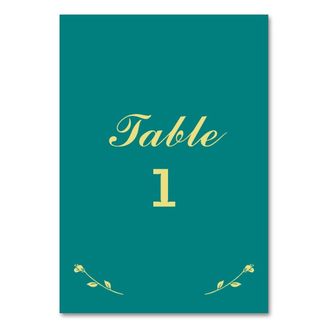 Aquamarine und Gold Tischnummer Card (Vorderseite)