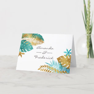 Aquamarine und Gold Tropical Wedding Programm