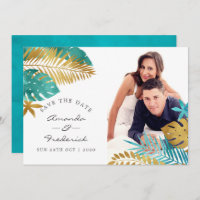 Aquamarine und Gold Tropical Wedding retten das Da