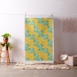 Aquamarine und goldene Blumenmuster Stoff