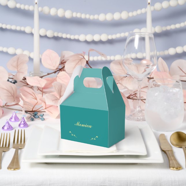 Aquamarine und goldene Bridesmaid-Gefälligkeitsbox Geschenkschachtel (Hochzeit)