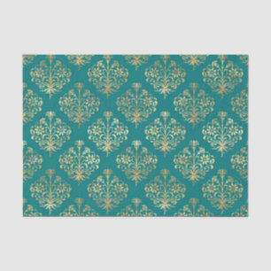 Aquamarine und goldene Damaskus Seidenpapier