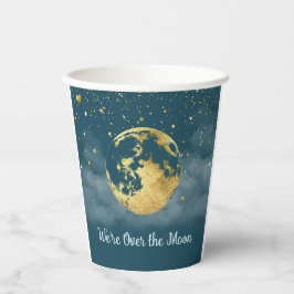 Aquamarine und goldene Dusche über dem Mond Pappbecher