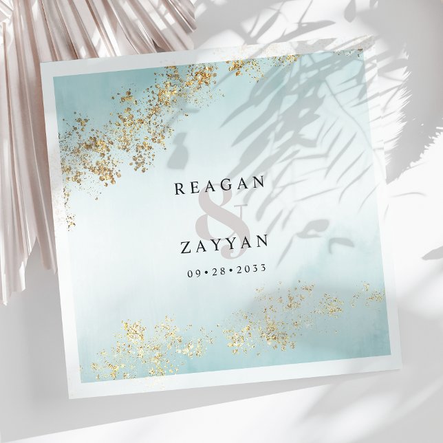 Aquamarine und goldene Farbe Serviette (Von Creator hochgeladen)