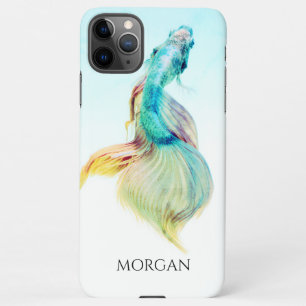 Aquamarine und goldene Fische oder Ihr Foto, schwa iPhone 11Pro Max Hülle