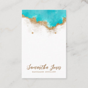 Aquamarine und goldene Glam-Schmuckschmuck Ohrring Visitenkarte