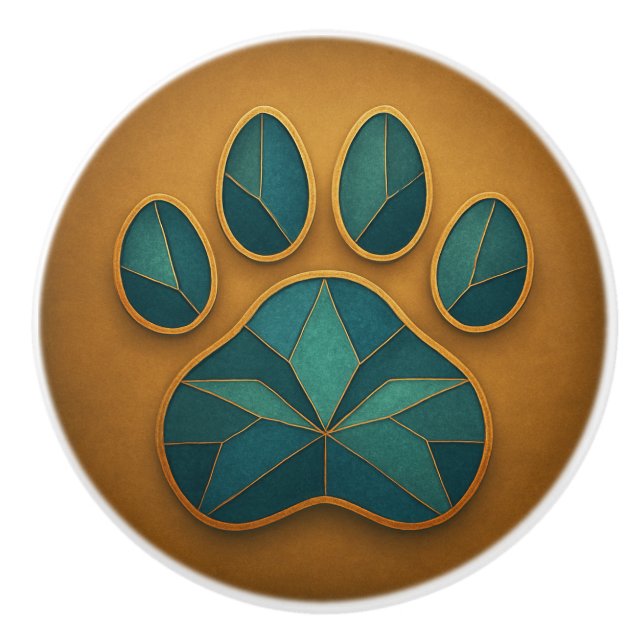 Aquamarine und goldene Glasfaserkabel für die Kera Keramikknauf (Vorderseite)