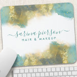 Aquamarine und goldene, moderne Kunst Flüssige Aqu Mousepad<br><div class="desc">Aquamarine und goldene,  moderne Art Liquid Aquarell Tinte Mouse Pad. Perfekt für Make-ups,  Haarstylisten,  Kosmetologen und mehr!</div>