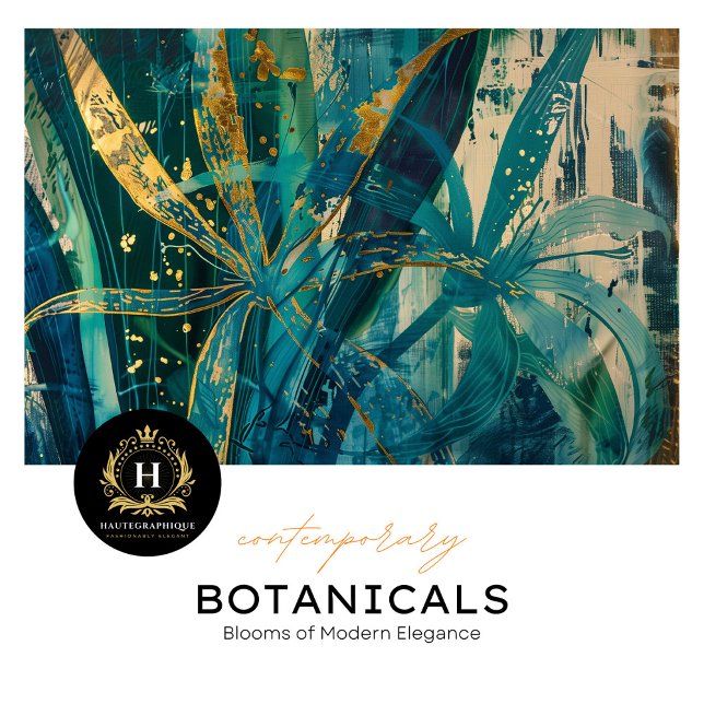 Aquamarine und goldene tropische botanische Dekoup Seidenpapier (Von Creator hochgeladen)