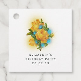 Aquamarine und goldgelbe Rosen und Spitzen Geschenkanhänger