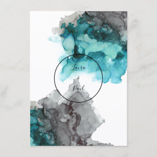 Aquamarine und graue Hochzeitseinladung Einladung