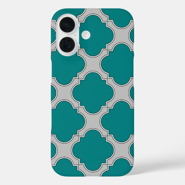 Aquamarine und graue Quatrefolie Case-Mate iPhone Hülle (Rückseite)