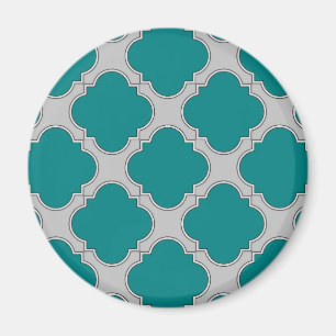 Aquamarine und graue Quatrefolie Magnet