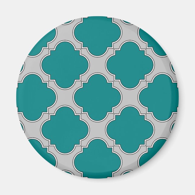 Aquamarine und graue Quatrefolie Magnet (Vorne)