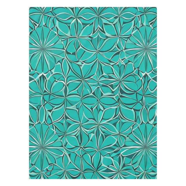 Aquamarine und grüne Blätter Tischdecke (Vorderseite)
