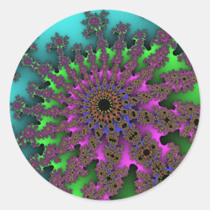 Aquamarine und grüne Burst Runder Aufkleber