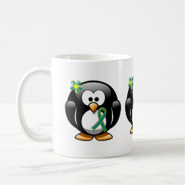 Aquamarine und kalkgrüne Pinguine Kaffeetasse