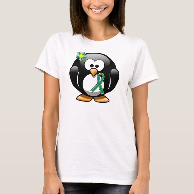 Aquamarine und kalkgrüne Pinguine T-Shirt (Vorderseite)