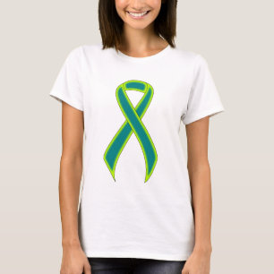 Aquamarine und kalkgrüne Sensibilisierungskampagne T-Shirt