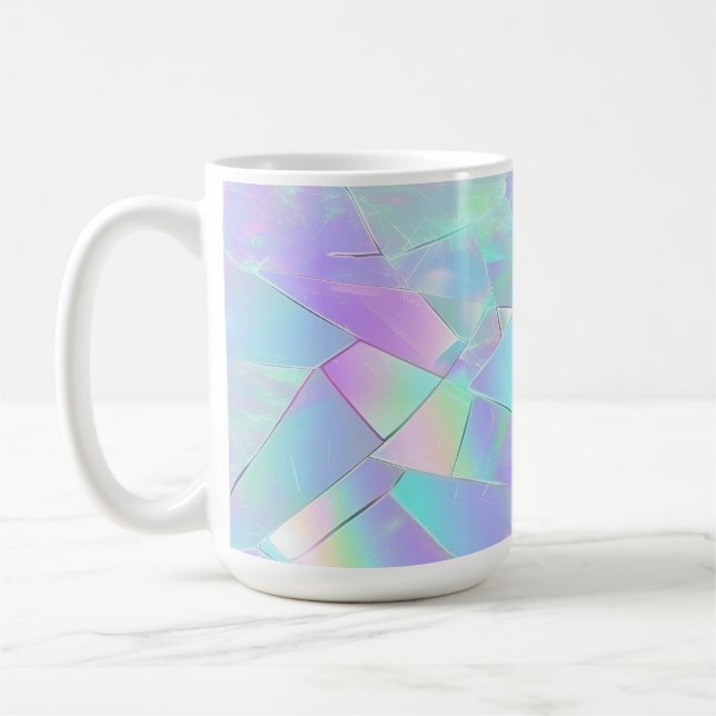Aquamarine und Lila Iridesdesign Kaffeetasse (Links)